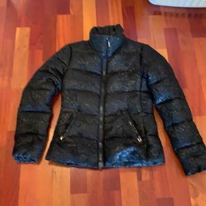 COPY - Black floral design moncler puffer coat